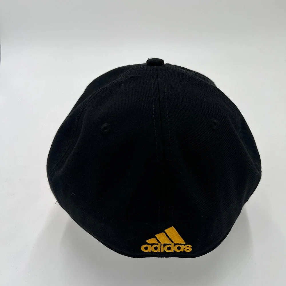 Adidas Pittsburgh Penguins NHL‎ Fitted Hat 7 3/8 Black Yellow Flat Brim Cap